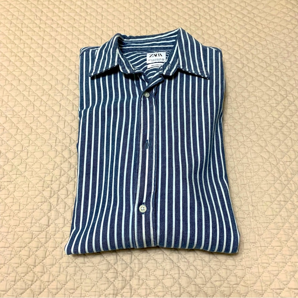Zara Denim Striped Shirt